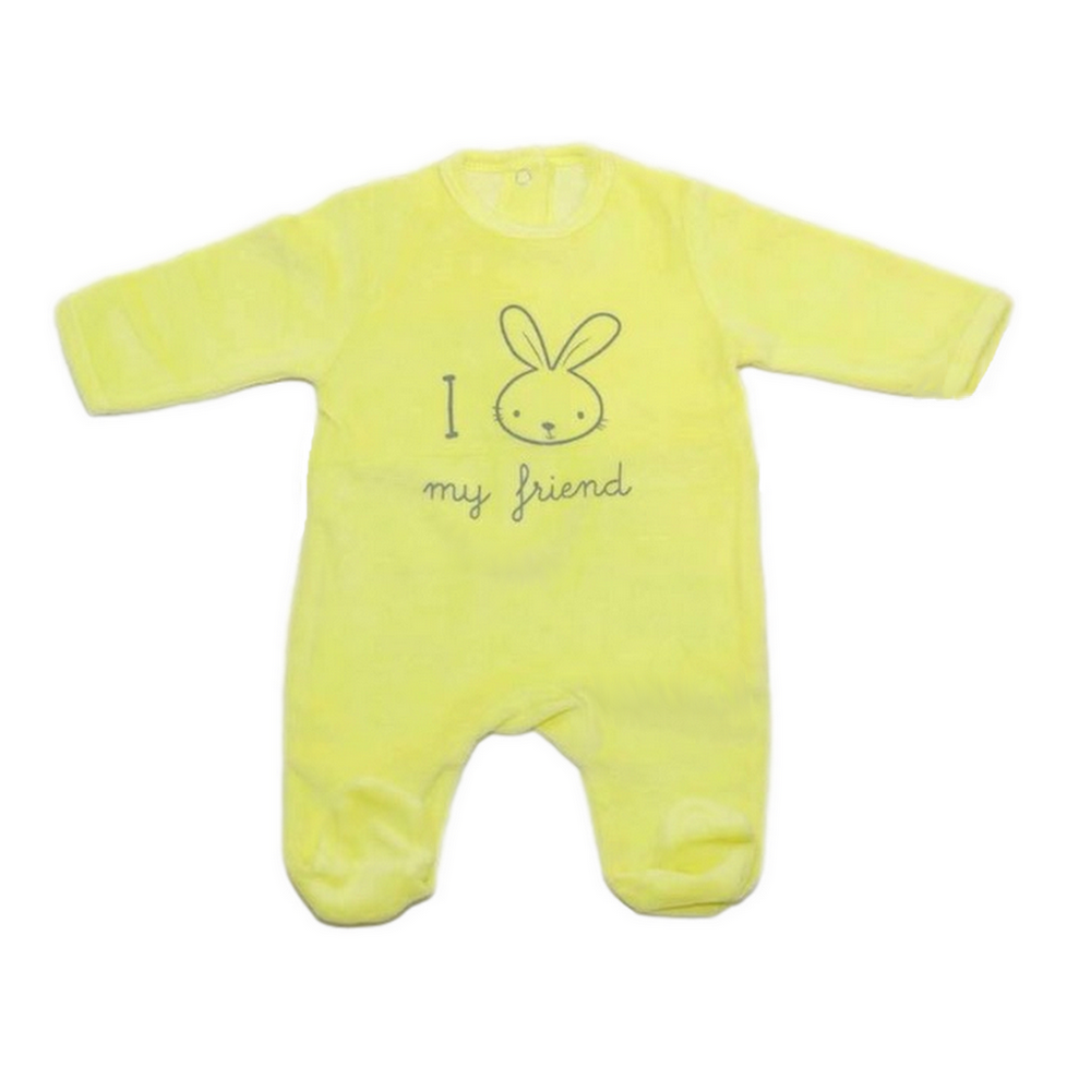 Pyjama Bébé Naissance 0 1 mois ★ Jaune Garçon ou Fille ★ Velours Lapin